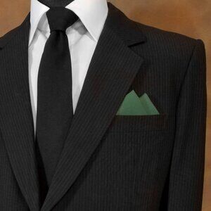 New - Dark Green Cotton Pre-Folded Pocket Square Handkerchief Insert